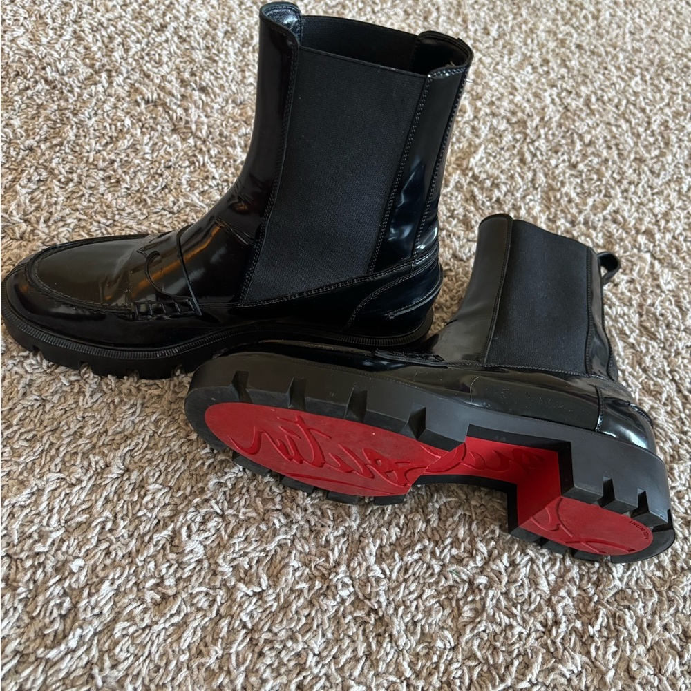 Christian Louboutin Black Patent Leather Boots